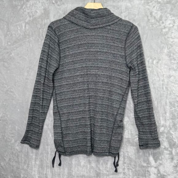 J. Jill Sweater Womens Large Black White Marled Cowl Neck Ruched Pull String - Picture 2 of 11